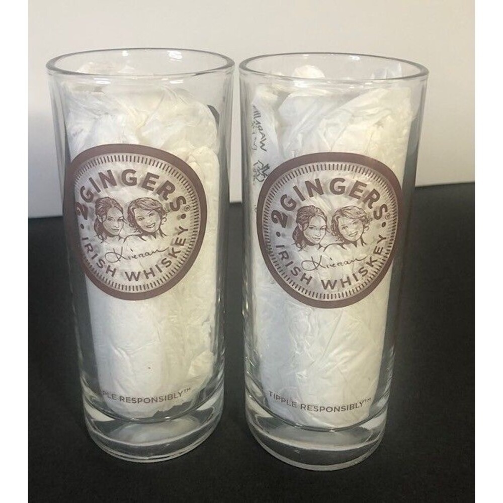 Pair 2 Gingers Big Ginger Irish Whiskey 6” pint glasses EUC